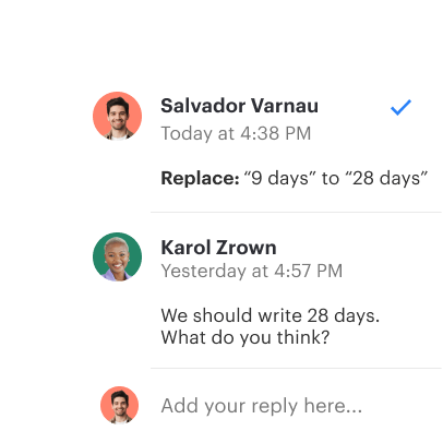 Comments, revisions and tracked changes for collaborators