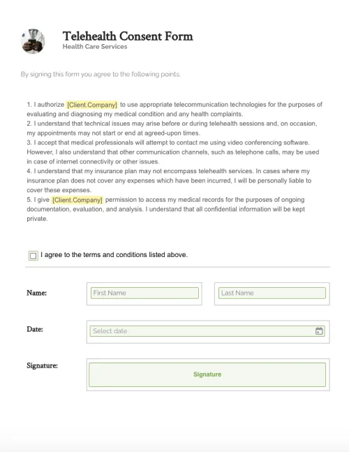 Telehealth Consent Form