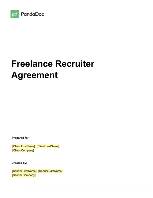 Freelance Recruiter Agreement Template