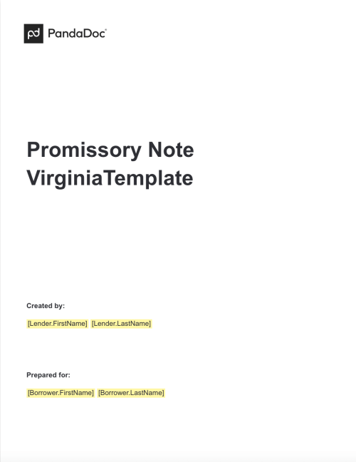 Promissory Note Template Virginia