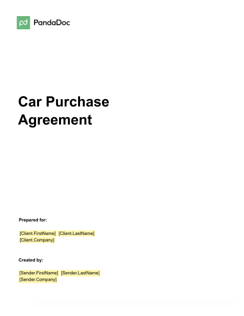 Car Purchase Agreement Template