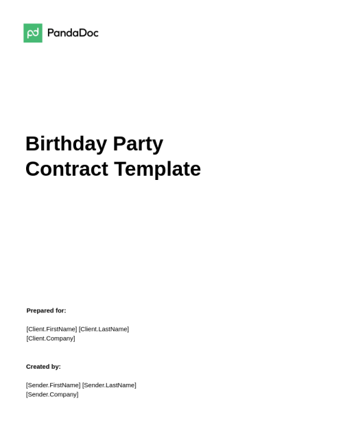Birthday Party Contract Template