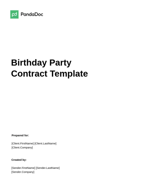 Birthday Party Contract Template