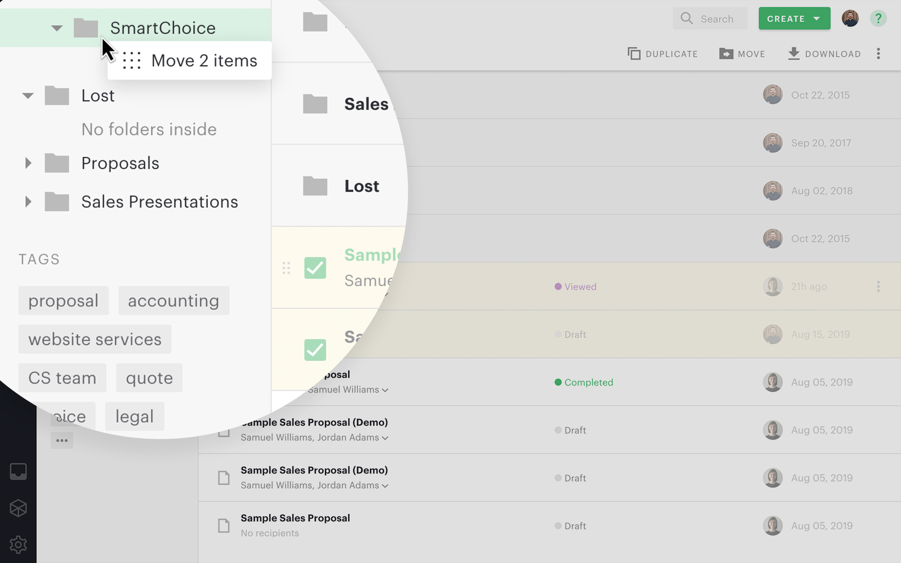 Featured: Drag and drop documents to organize them quickly