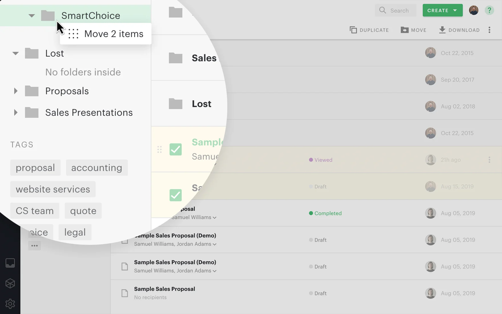 Featured: Drag and drop documents to organize them quickly