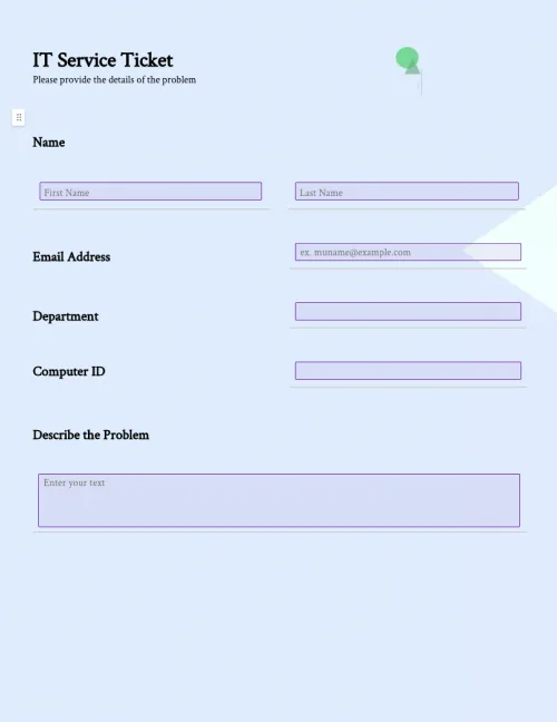 IT Service Ticket Form
