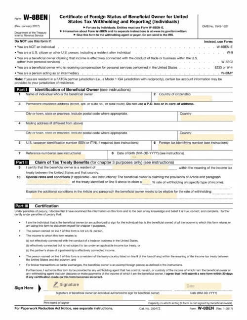 Form W-8BEN