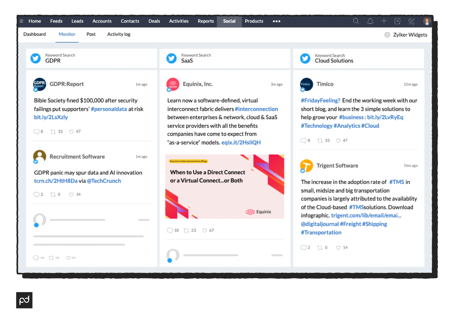 Monitor lead activity on your social media platform from within Zoho CRM