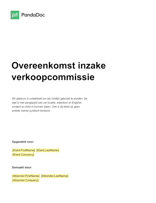 Overeenkomst voor verkoopcommissie