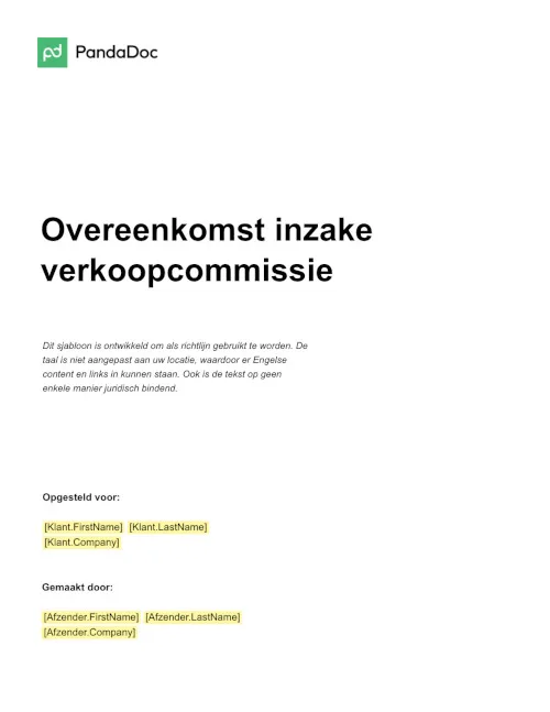 Overeenkomst voor verkoopcommissie