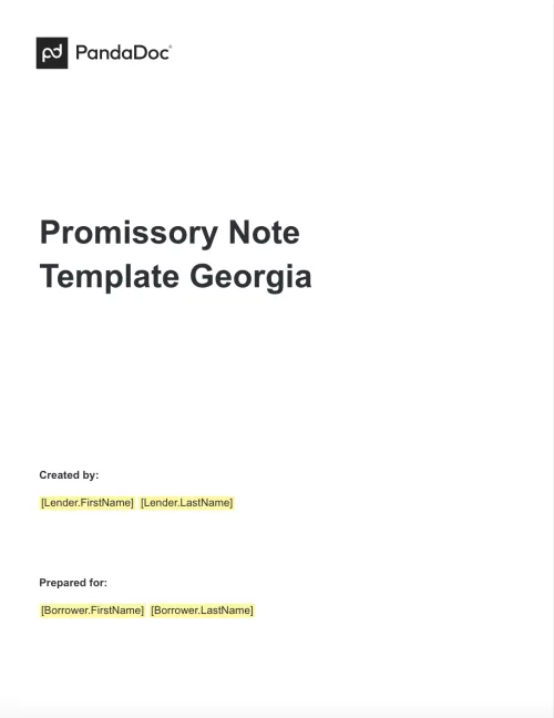 Promissory Note Template Georgia