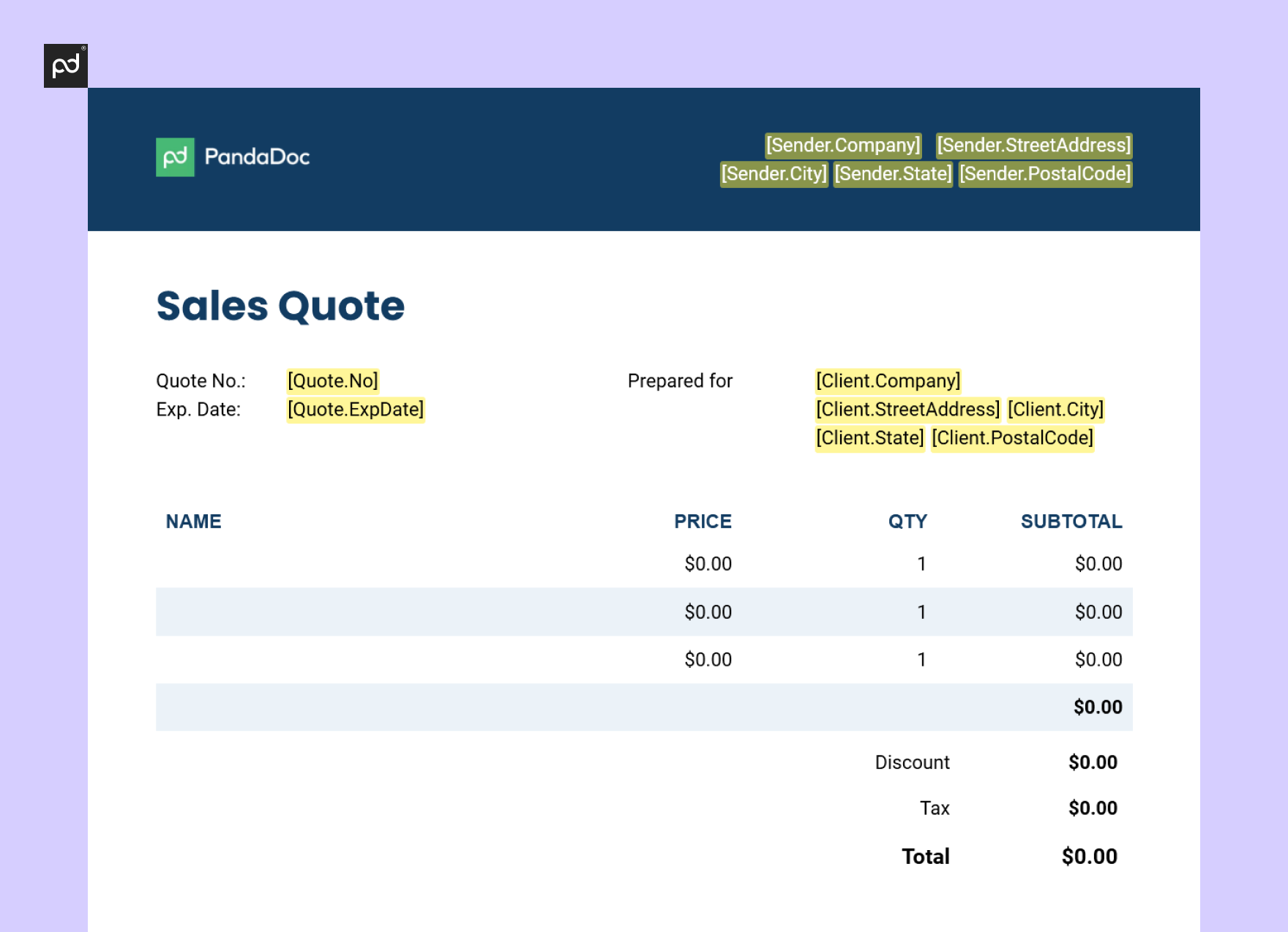 PandaDoc sales quote example