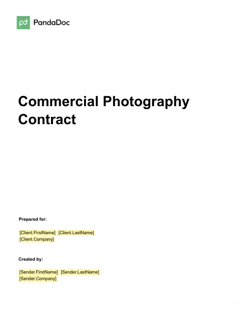 Commercial Photography Contract Template