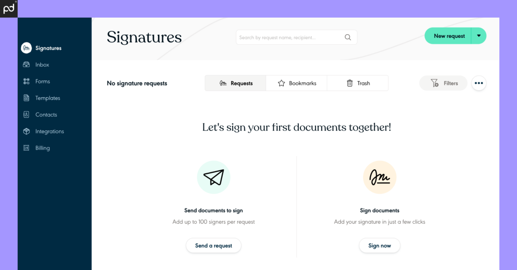 An Image Of The YouSign User Interface And Primary Dashboard