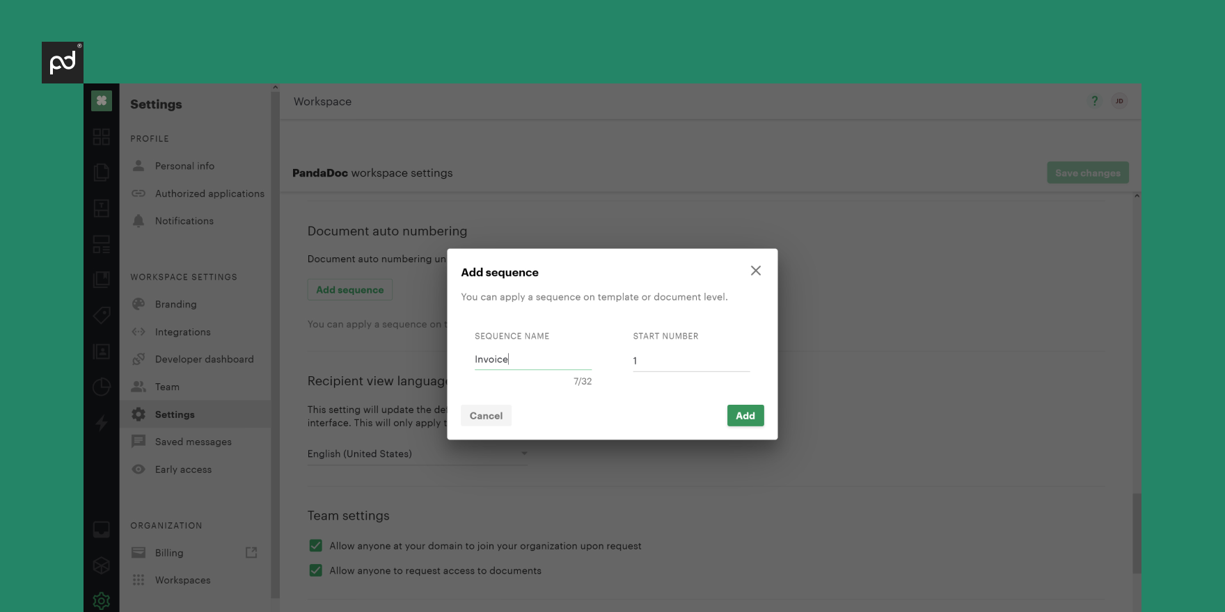 adding a unique invoice number