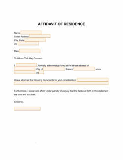 Affidavit of Residency Form