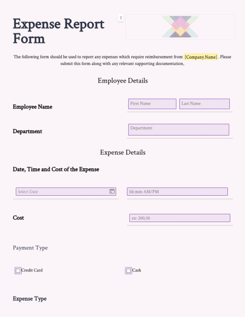 Expense Report Form