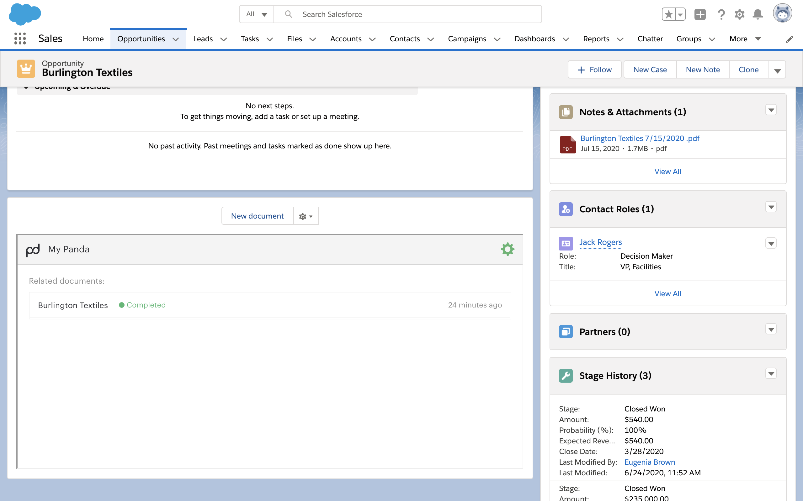 UI showing how you can track the status of Salesforce proposals