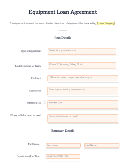 Equipment Loan Form