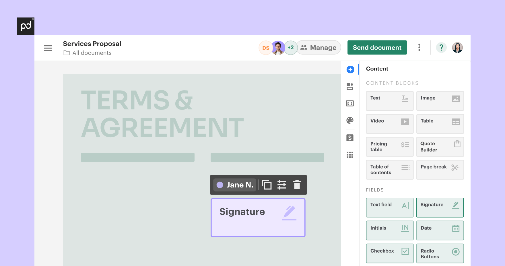 Create eSignature in PandaDoc