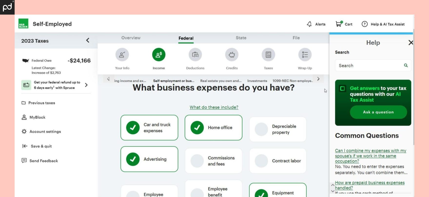 Screenshot of H&amp;R Block
