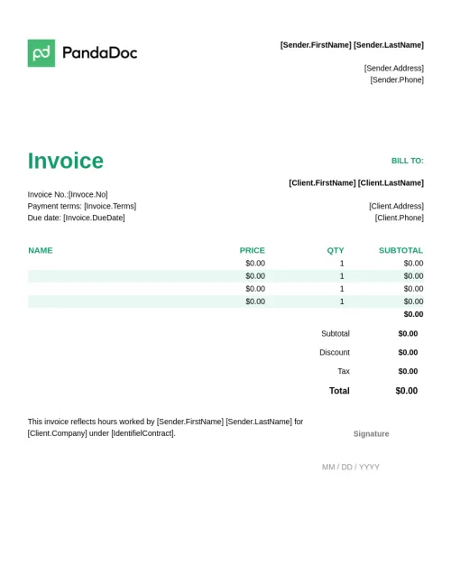 Invoice Template with Electronic Signature