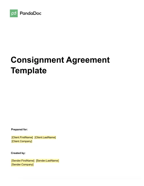 Consignment Agreement Template