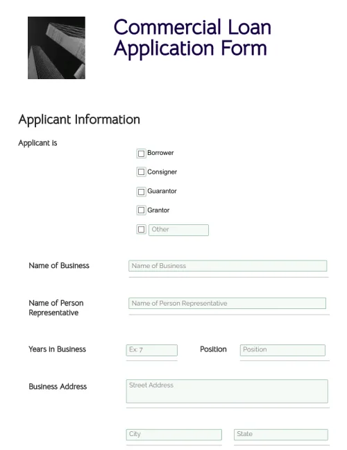 Commercial Loan Application Form