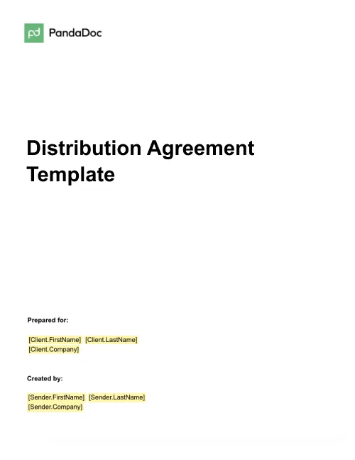 Distribution Agreement Template