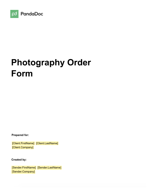 Photography Order Form Template