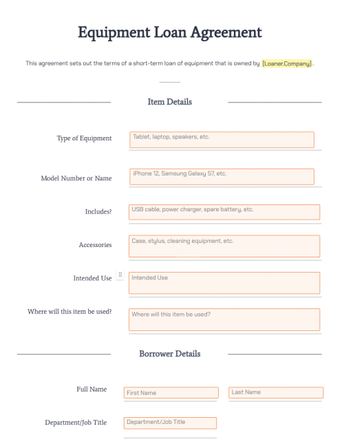 Equipment Loan Form