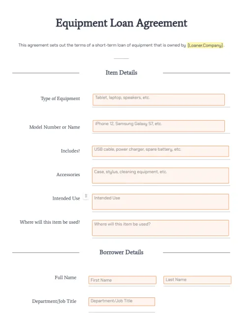Equipment Loan Form