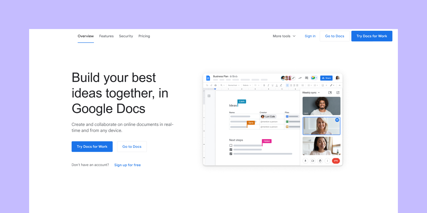 sign in to Google Docs