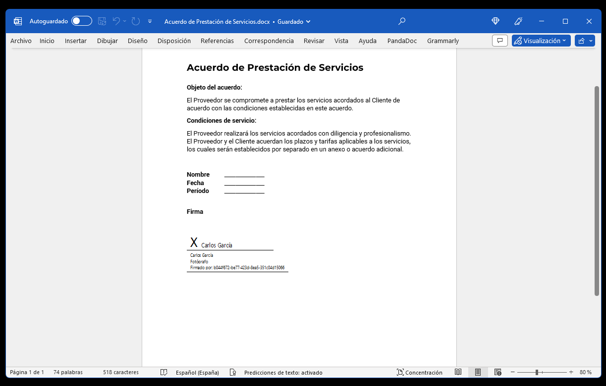 Image from Cómo insertar una firma en Word