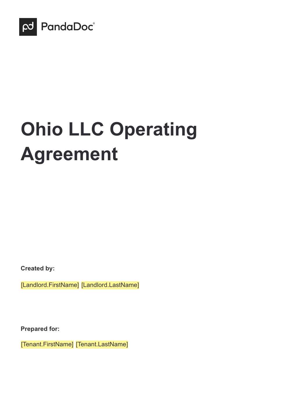 Ohio LLC Operating Agreement