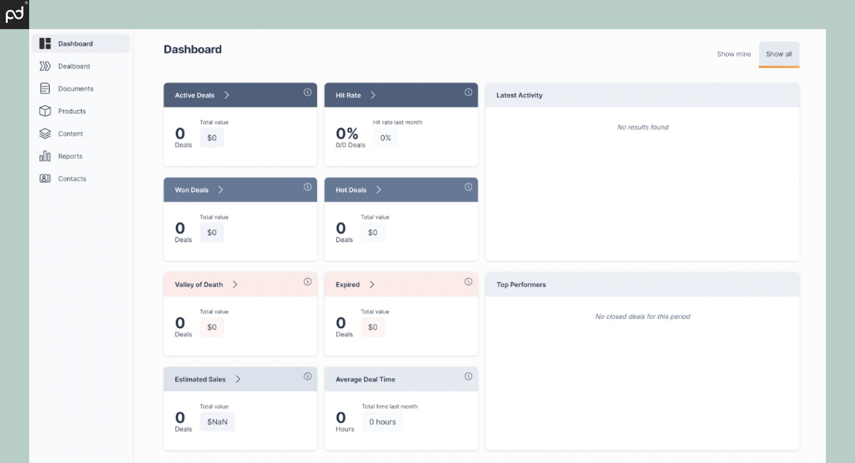An image of the GetAccept sales dashboard, featuring windows and panels displaying various sales data.