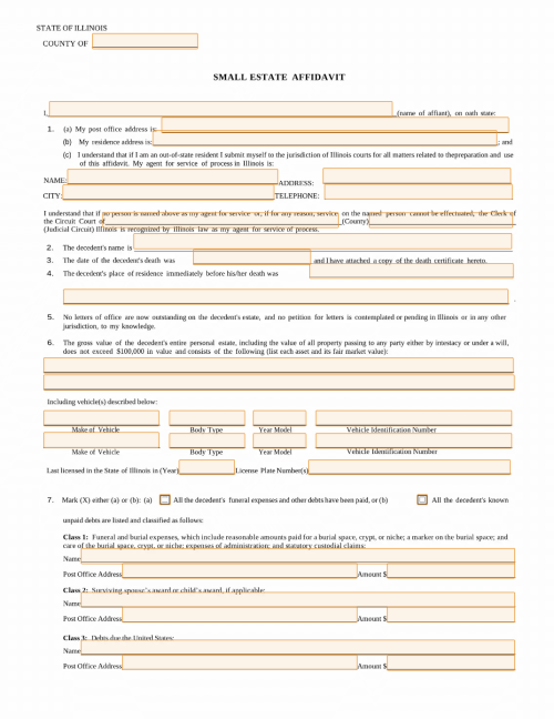 Small Estate Affidavit Illinois (IL) Form