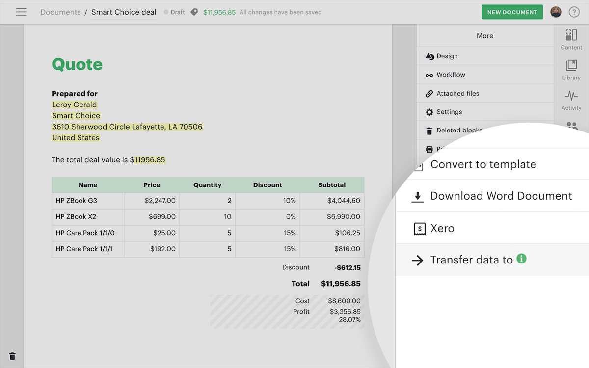 Image from Automatically transfer data between documents
