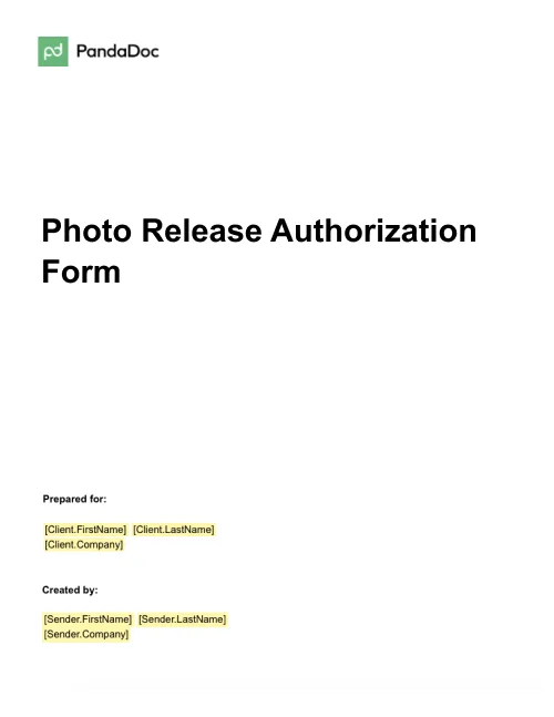 Photo Release Form Template
