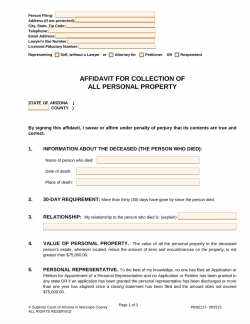 Small Estate Affidavit Arizona Form