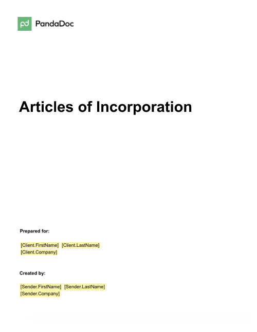 Articles of Incorporation Template