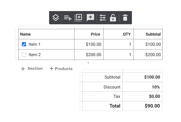 Pricing Table