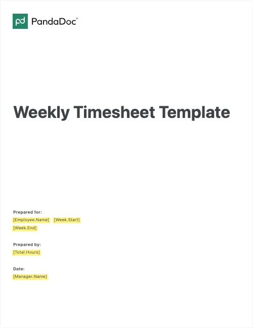 Weekly Timesheet Template
