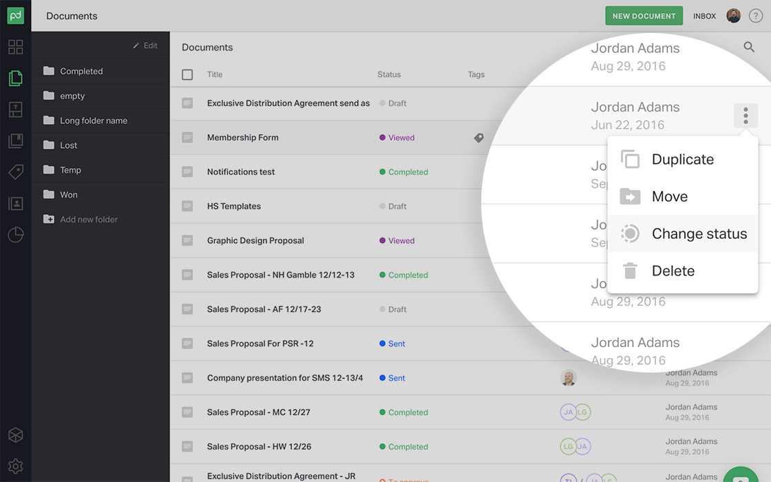 Featured: Product update: Change a document status manually