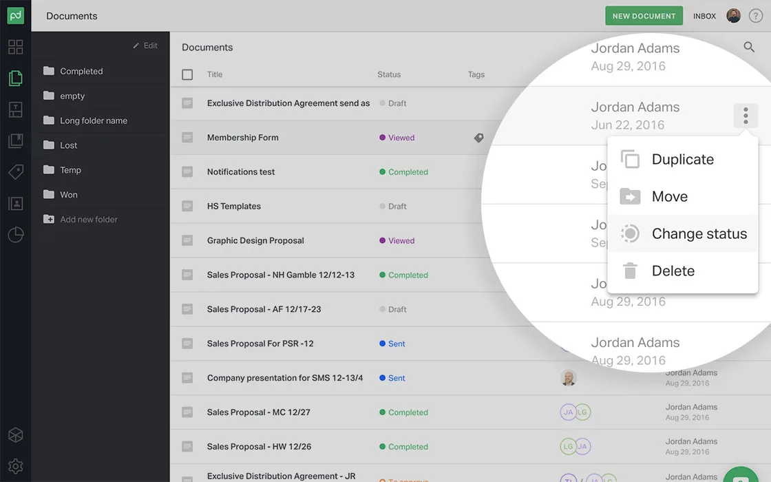 Featured: Product update: Change a document status manually