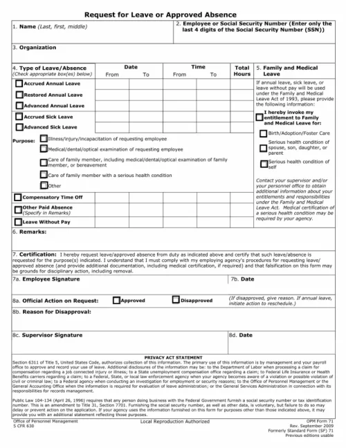 OPM 71 Form