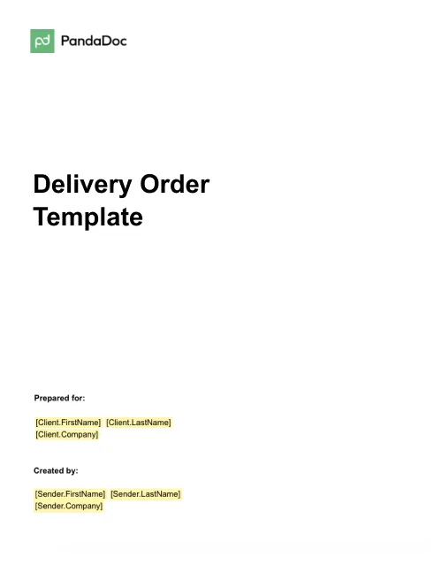 Delivery Order Template