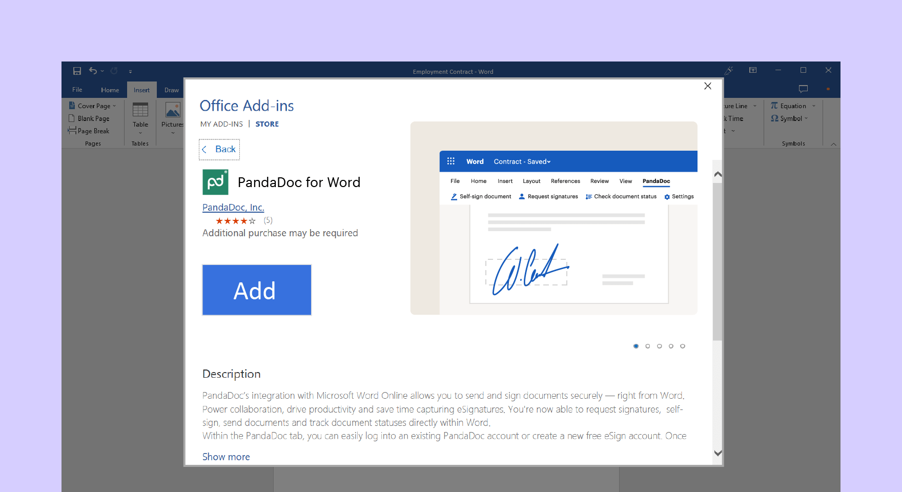 Click Microsoft Office Signature Line and the Signature Setup dialogue box should appear