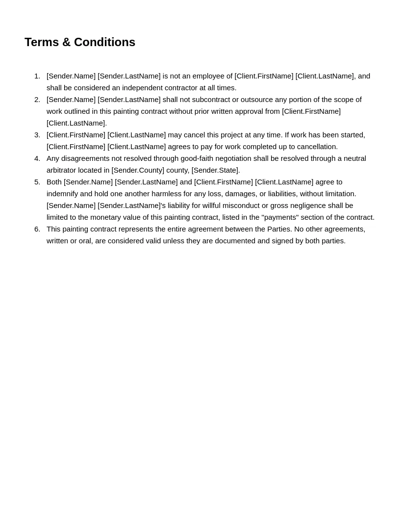 Painting Contract Template - Gallery 4