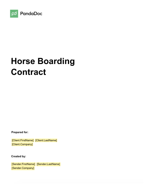 Horse Boarding Contract Template